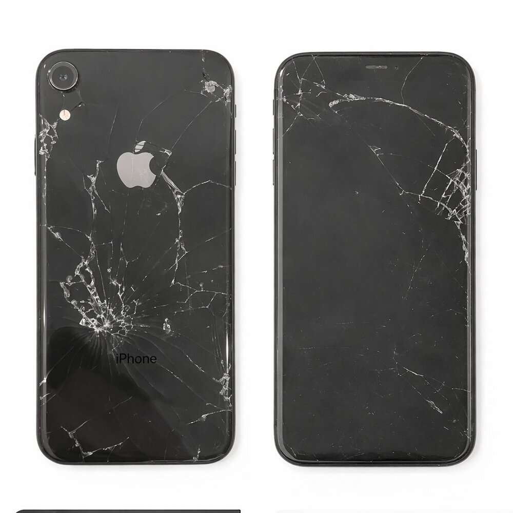 iPhone XR 64GB Black Cracked Screen/Back LCD Issue 79% Battery